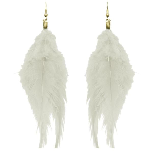 Jeweljunk White Gold Plated Feather Earrings - 1308316D