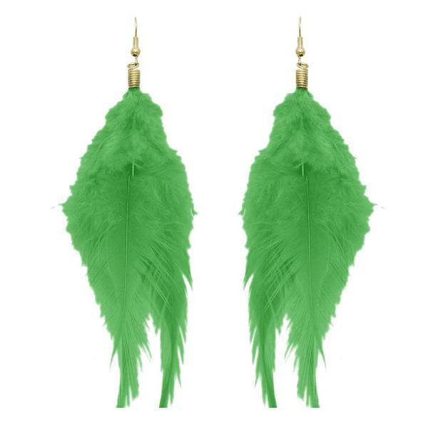 Jeweljunk Green Gold Plated Feather Earrings - 1308316G