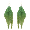 Jeweljunk Green Gold Plated Feather Earrings - 1308316K