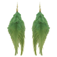 Jeweljunk Green Gold Plated Feather Earrings - 1308316K