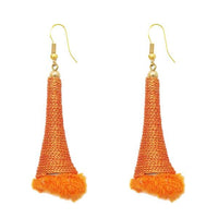 Kriaa Gold Plated Orange Thread Earrings - 1308318D