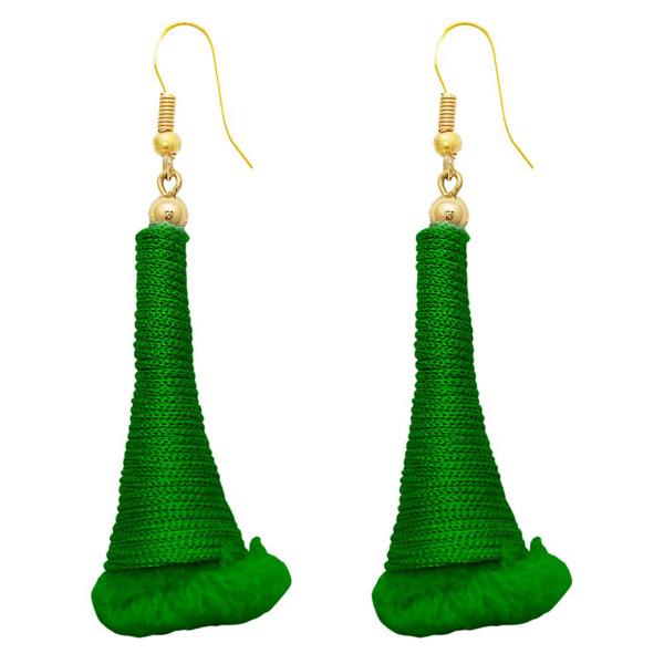 The99Jewel Gold Plated Green Thread Earrings - 1308318F