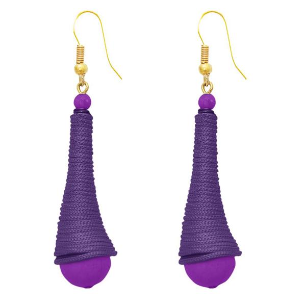 The99Jewel Purple Gold Plated Thread Earrings - 1308319A