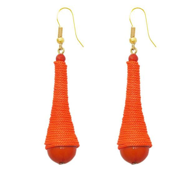 The99Jewel Gold Plated Orange Thread Earrings - 1308319B