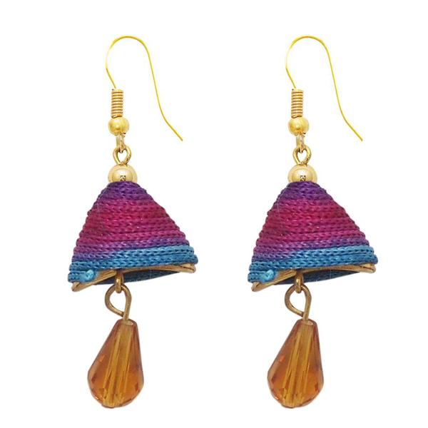 The99Jewel Multicolour Gold Plated Thread Drop Earrings - 1308322D