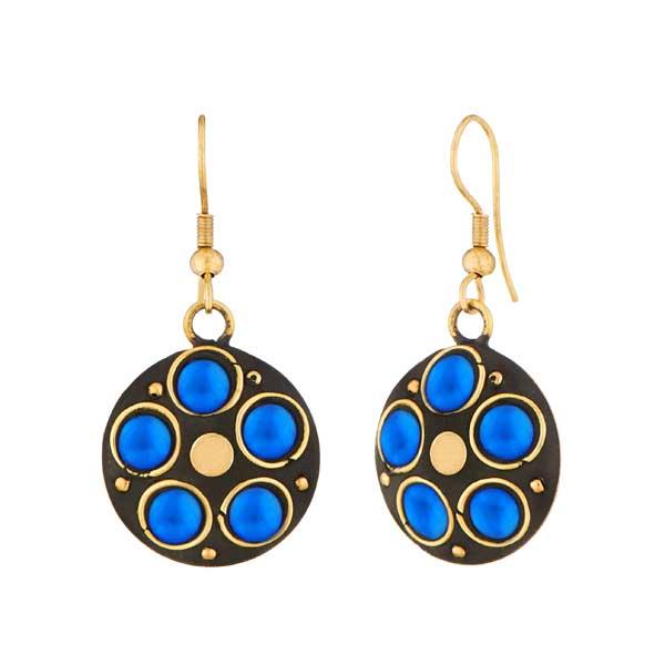 Jeweljunk Blue Beads Gold Plated Dangler Earrings - 1308329A