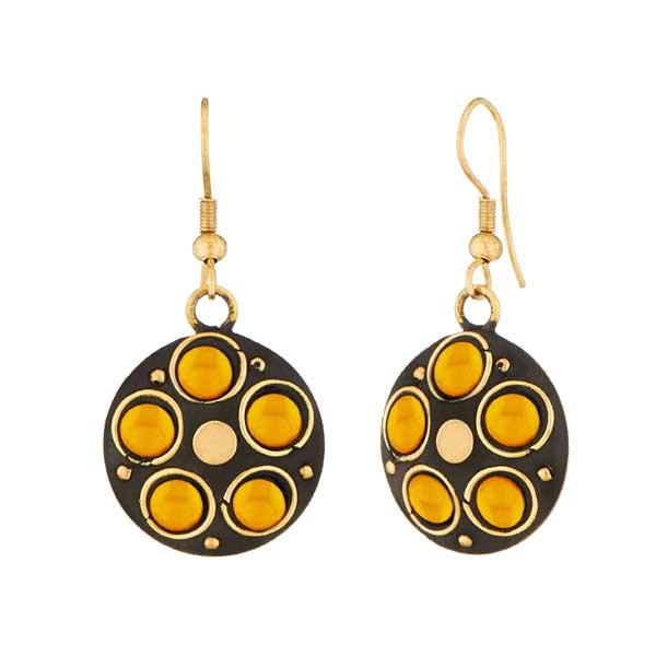 Jeweljunk Gold Plated Yellow Beads Dangler Earrings - 1308329B