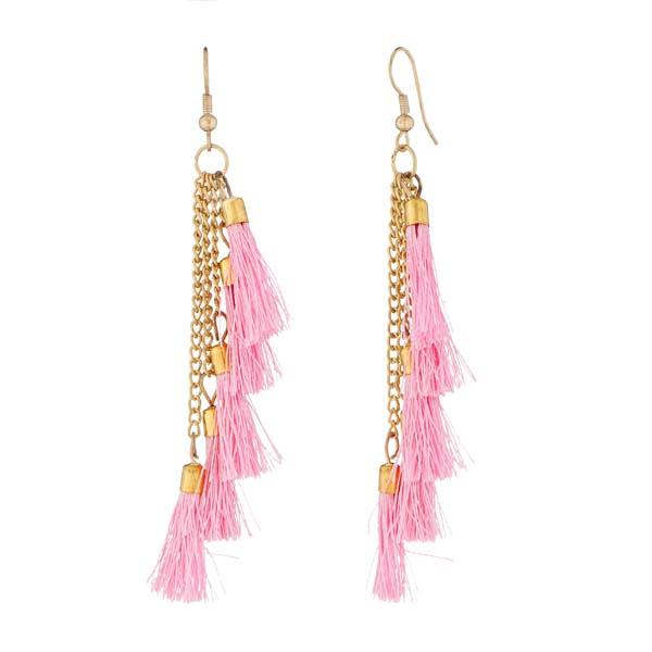 Jeweljunk Pink Thread Gold Plated Earrings - 1308330A