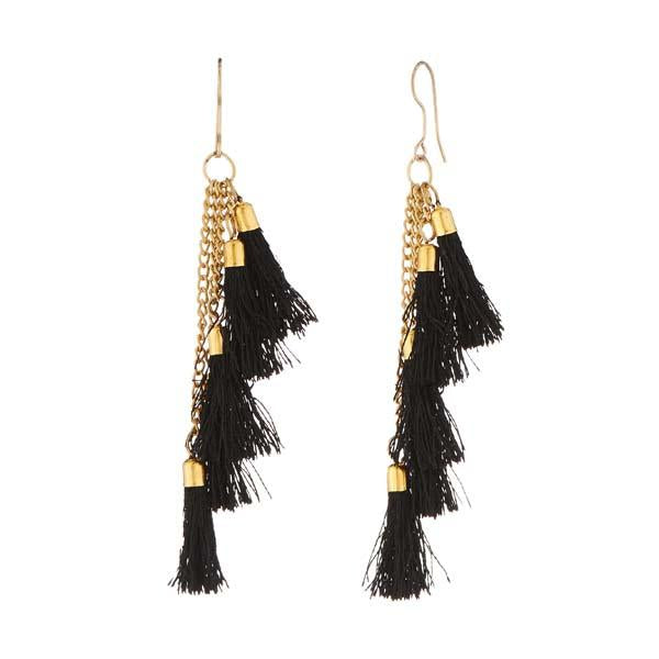 Jeweljunk Gold Plated Black Thread Earrings - 1308330B