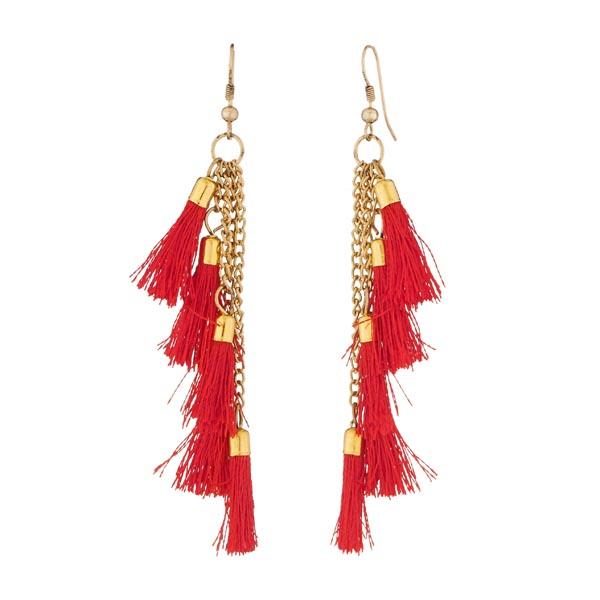 Jeweljunk Gold Plated Red Thread Earrings - 1308330F