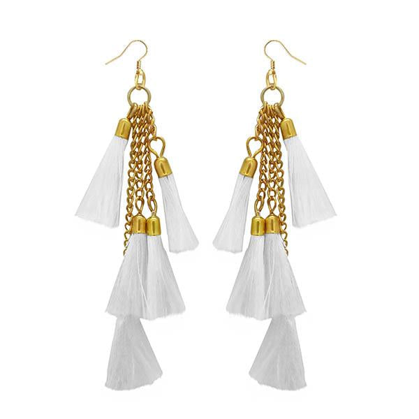 Jeweljunk Gold Plated White Thread Earrings - 1308330I