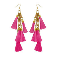 Jeweljunk Gold Plated Pink Thread Earrings - 1308330L