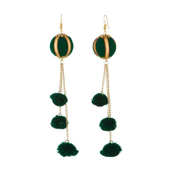 Jeweljunk Green Thread Gold Plated Earrings - 1308331B