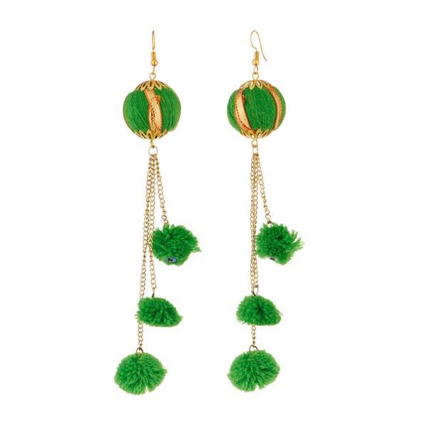 Jeweljunk Green Thread Gold Plated Earrings - 1308331D