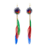 Jeweljunk Multicolor Gold Plated Thread Feather Earrings - 1308334C