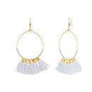 Tip Top Fashions White Beads Thread Earrings - 1308337