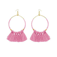 Tip Top Fashions Gold Plated Pink Thread Earrings - 1308339D