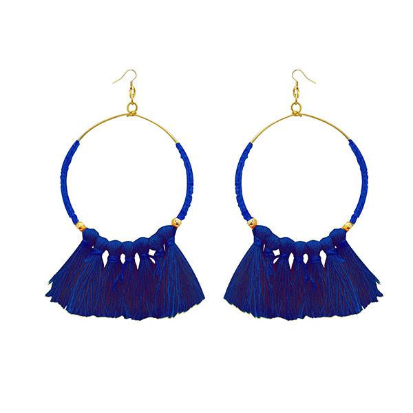 Jeweljunk Gold Plated Blue Thread Earrings - 1308339E