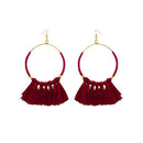 Jeweljunk Maroon Gold Plated Thread Earrings - 1308339J