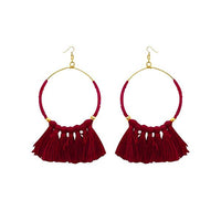 Jeweljunk Maroon Gold Plated Thread Earrings - 1308339J
