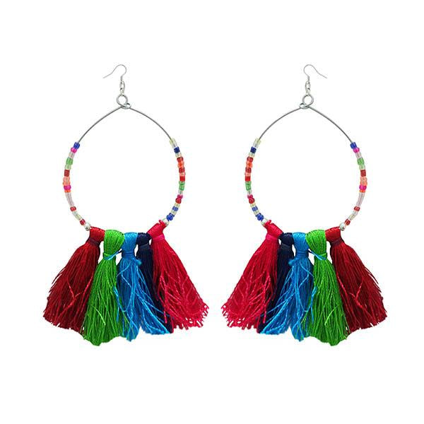 Tip Top Fashions Silver Plated Multicolor Thread Earrings - 1308339M