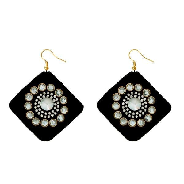 Jeweljunk  Austrian Stone Black Velvet Earrings - 1308340E