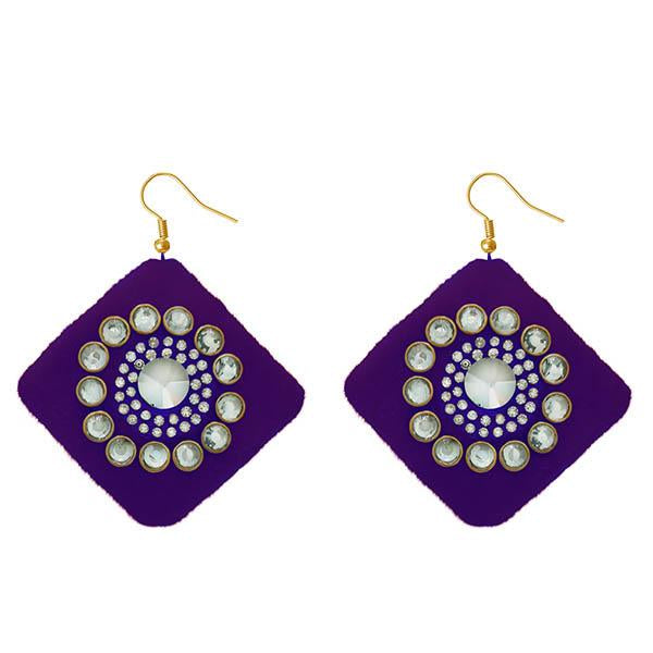 Tip Top Fashions Austrian Stone Blue Velvet Earrings - 1308340G