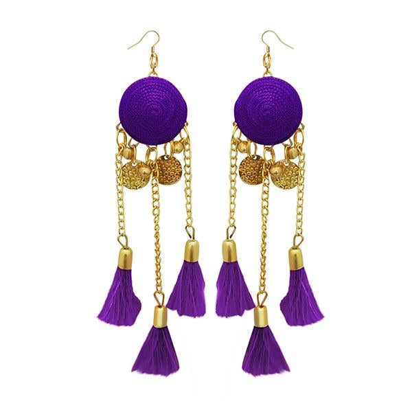 Jeweljunk Purple Thread Gold Plated Earrings - 1308341E