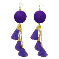 Jeweljunk Gold Plated  Purple Thread Earrings - 1308342D