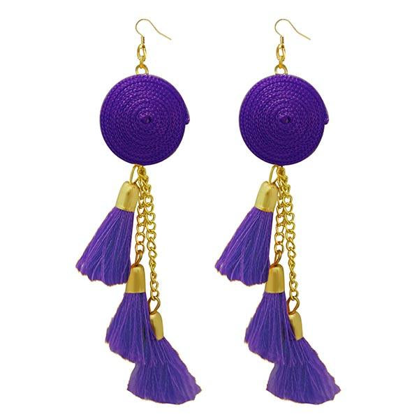 Jeweljunk Gold Plated  Purple Thread Earrings - 1308342D