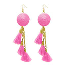 Jeweljunk Gold Plated  Pink Thread Earrings - 1308342G
