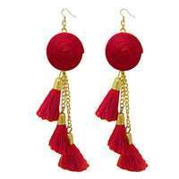 Jeweljunk Gold Plated  Red Thread Earrings - 1308342I