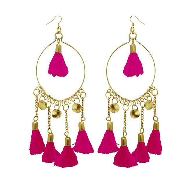 Jeweljunk Pink Thread Gold Plated Earrings - 1308344B