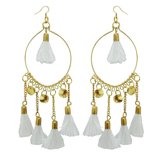 Jeweljunk White Thread Gold Plated Earrings - 1308344E