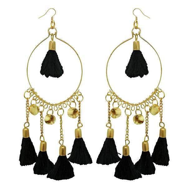 Jeweljunk Black Thread Gold Plated Earrings - 1308344H