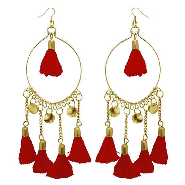 Jeweljunk Red Thread Gold Plated Earrings - 1308344I