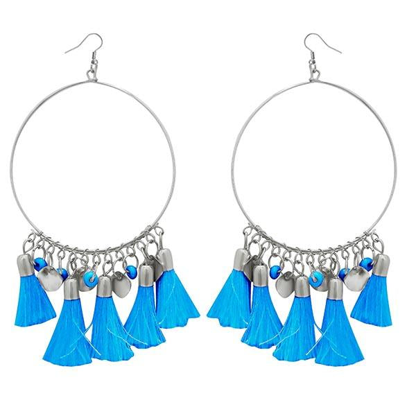 Jeweljunk Silver Plated Blue Thread Earrings - 1308345B