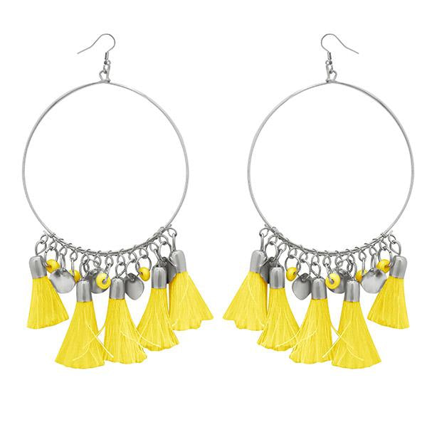 Jeweljunk Silver Plated Yellow Thread Earrings - 1308345G