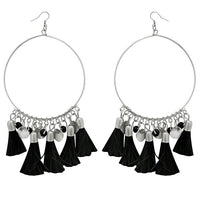 Jeweljunk Silver Plated Black Thread Earrings - 1308345H