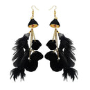Jeweljunk Gold Plated Black Thread Feather Earrings - 1308346A