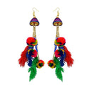 Jeweljunk Gold Plated Multicolor Thread Feather Earrings - 1308346C