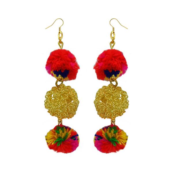Tip Top Fashions Multicolor Pompom Thread Earrings - 1308347A