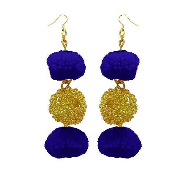 Tip Top Fashions Blue Pompom Thread Earrings - 1308347D