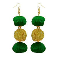 Tip Top Fashions Green Pompom Thread Earrings - 1308347F