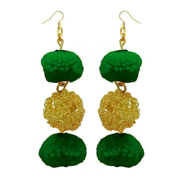 Tip Top Fashions Green Pompom Thread Earrings - 1308347F