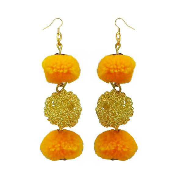 Tip Top Fashions Yellow Pompom Thread Earrings - 1308347H