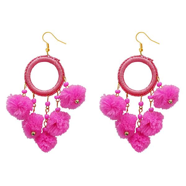 Jeweljunk Pink Thread Pompom Earrings - 1308348F