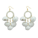 Jeweljunk White Thread Pompom Earrings - 1308348H