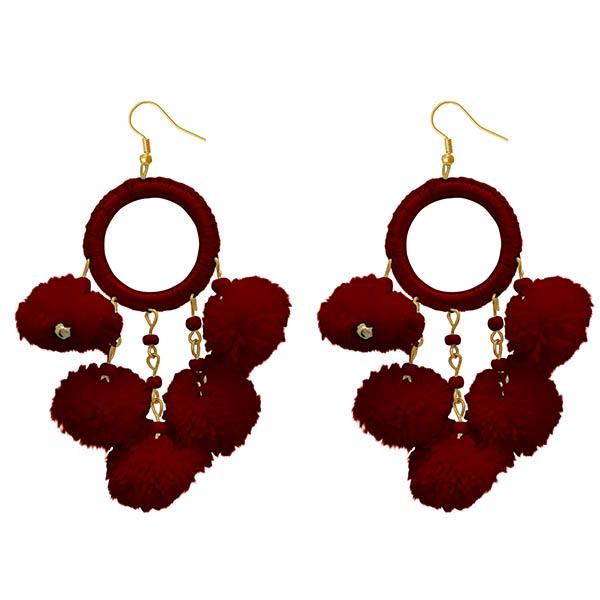 Jeweljunk Brown Thread Pompom Earrings - 1308348I