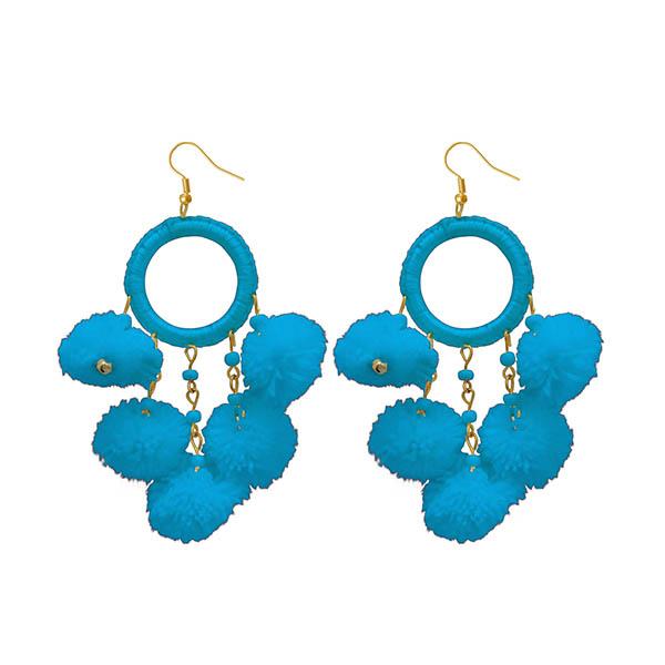 Jeweljunk Blue Thread Pompom Earrings - 1308348L